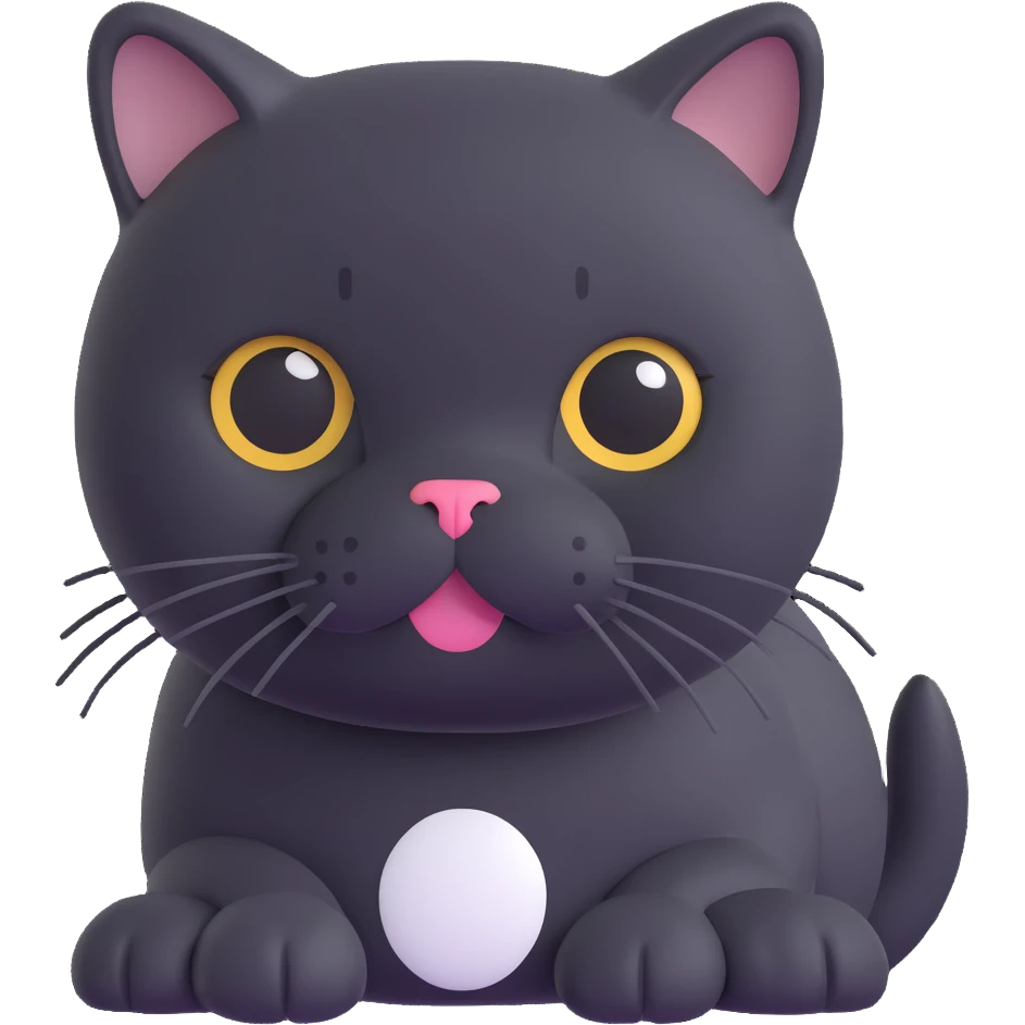black Scottish fold cat with white spot on the chest emoji