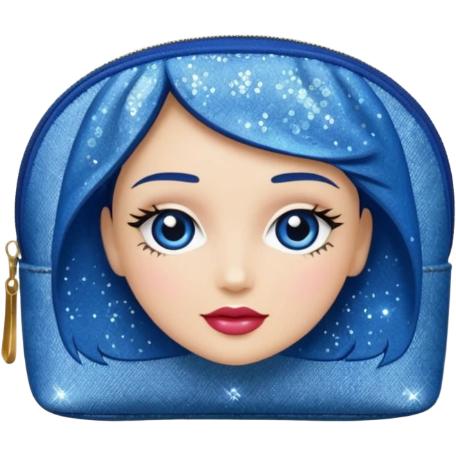 Denim cosmetic bag glittery emoji