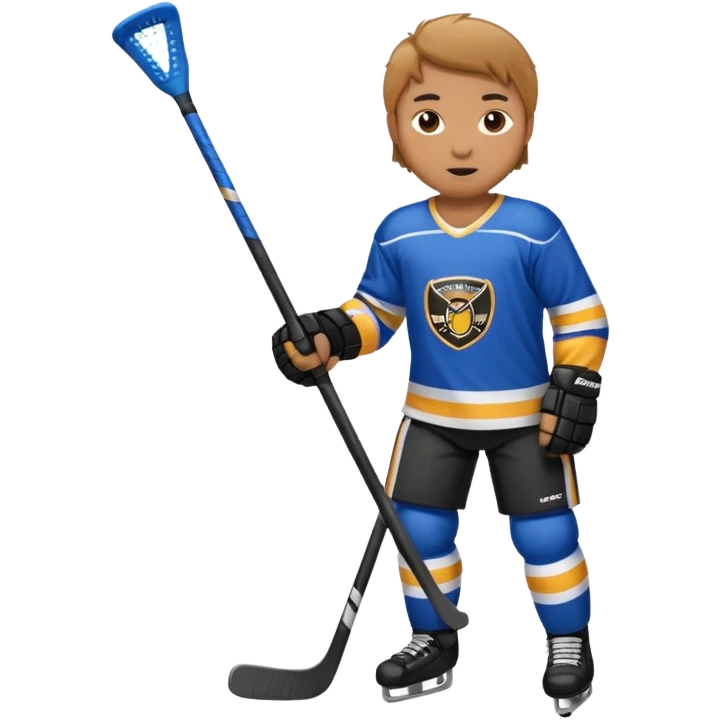 Hockey player with stick, full body emoji