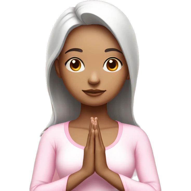 White skin Girl doing praying yoga pose in pink tones half body emoji