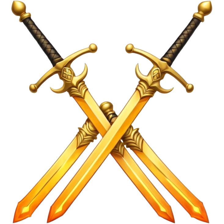 Two fiery royal golden swords crossed emoji