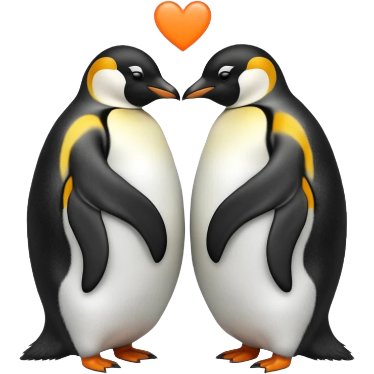 2 emperor penguins facing each other making a heart but no heart emoji added emoji