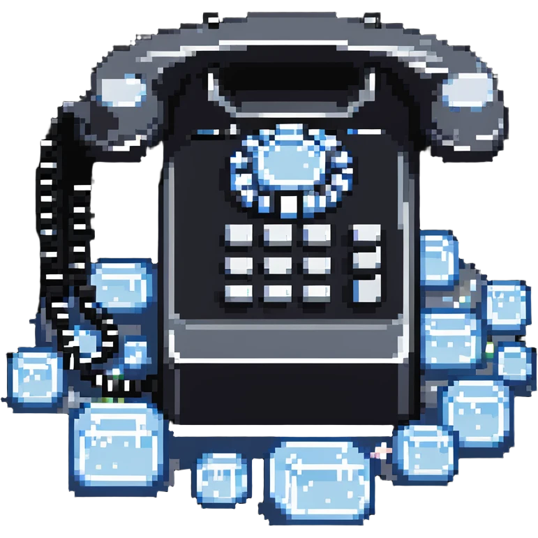 Telephone with ice crystals, cold call concept emoji