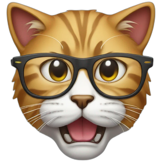Angry cat with glasses emoji