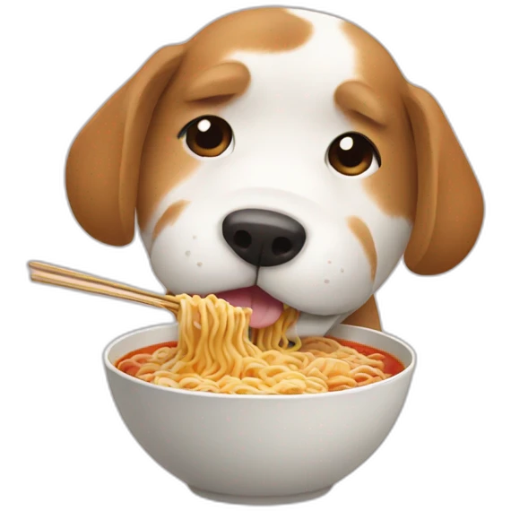 dog eating ramen emoji
