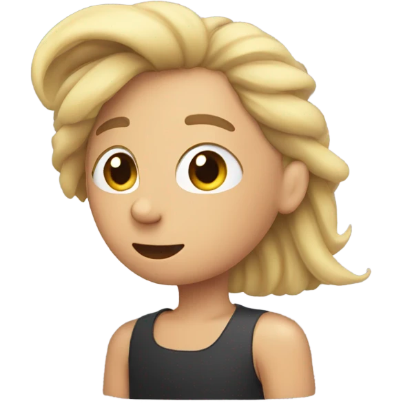 Blushing with hand pulling hair behind the ear emoji