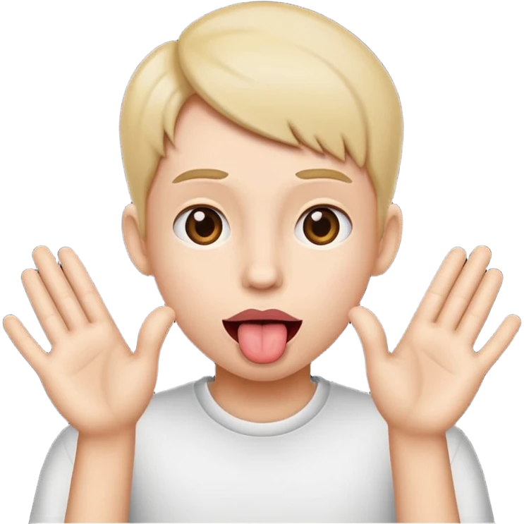 Tounge out with hands to the side emoji