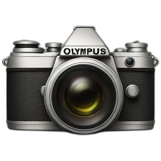 An Olympus film camera that sticks out of a concrete vase emoji