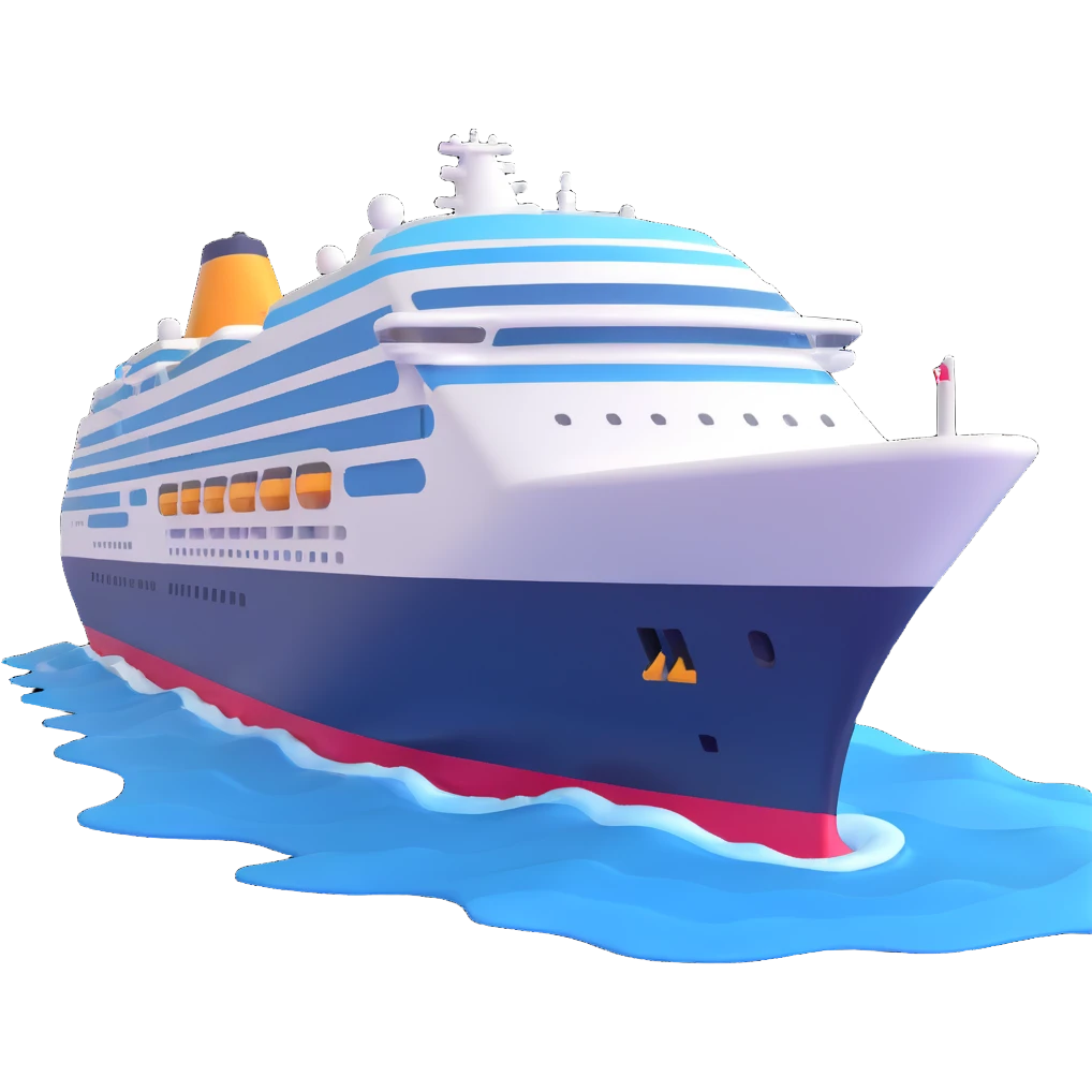 A modern cruise ship sailing on the ocean emoji