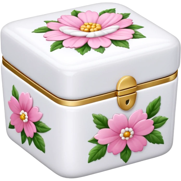 pink and white porcelain box with flowers  emoji