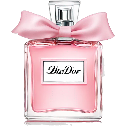 Light pink Miss Dior perfume with bow emoji