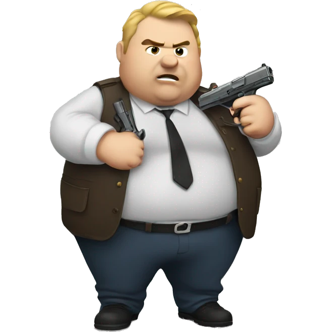 fat guy holding a pistol emoji