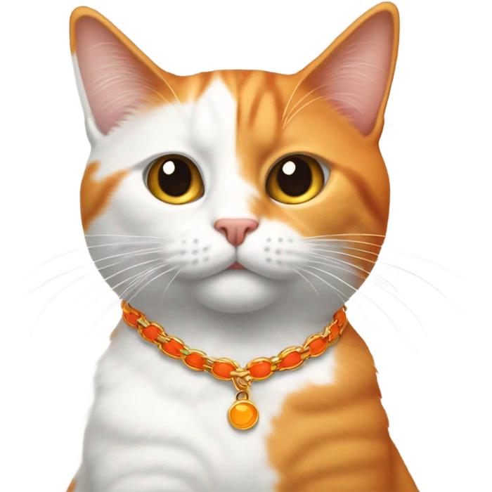  un emojis con dos gatos de pelaje blanco con naranja y collares rojos abrazados emoji