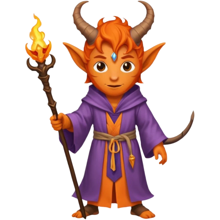 wizard thiefling with orange skin emoji
