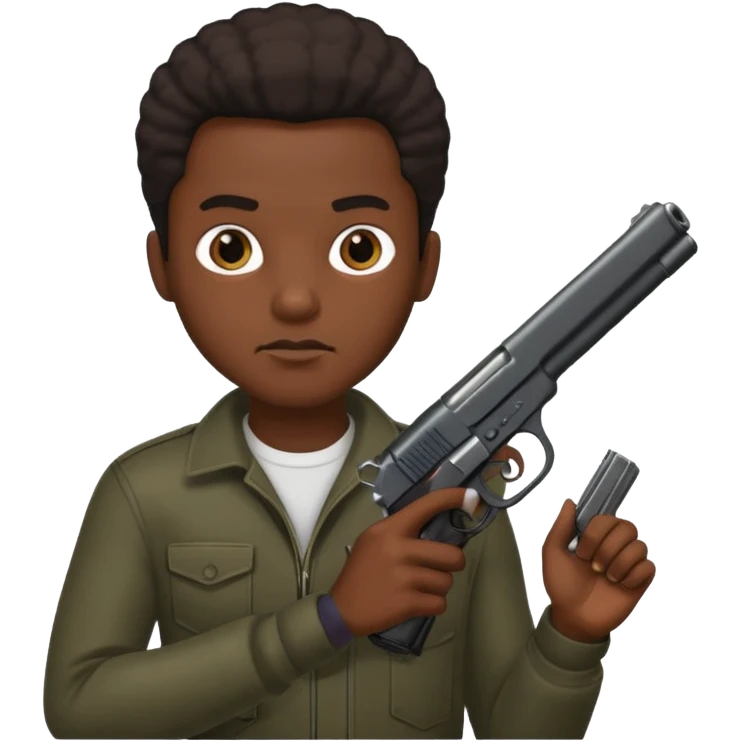 black man holding gun emoji