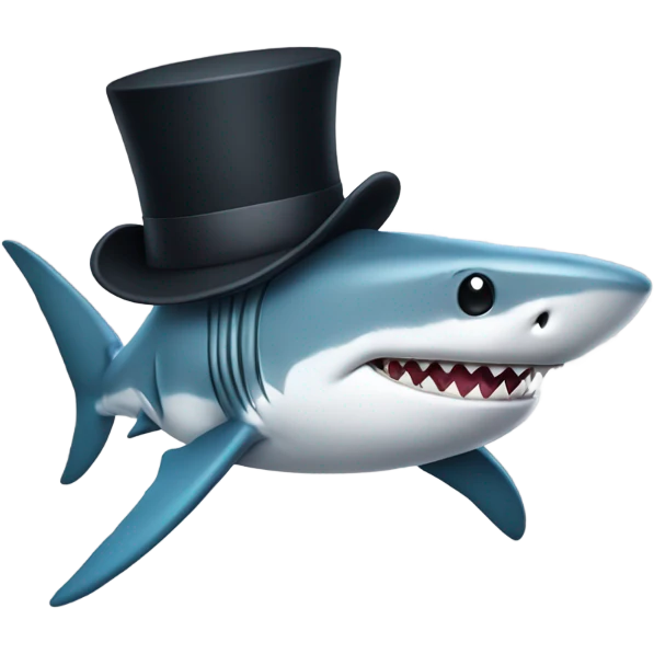 Shark with a top hat emoji