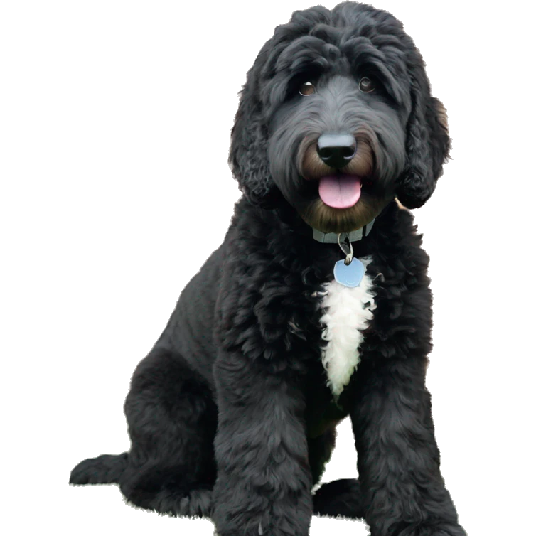Black goldendoodle with white patch on chest emoji