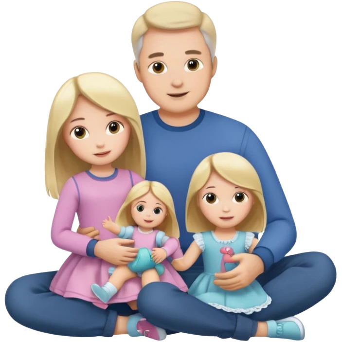father and daughter playing dolls full body emoji