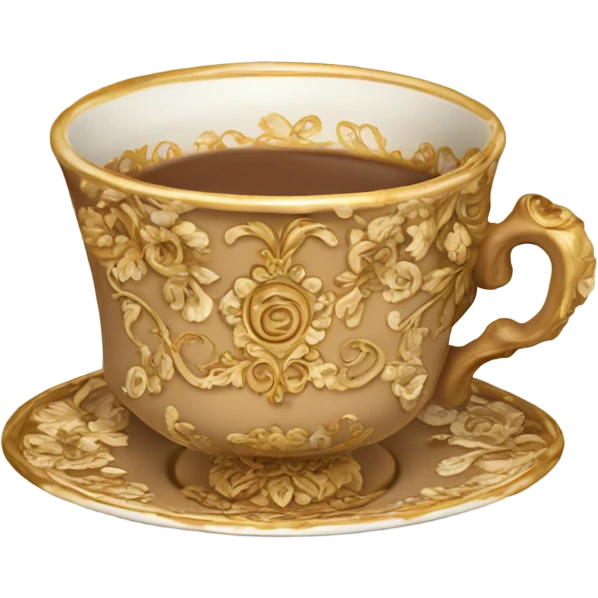 Light brown and gold vintage rococo coffee cup  emoji