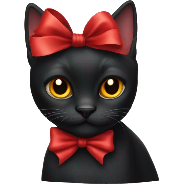 Black cat with red bow emoji