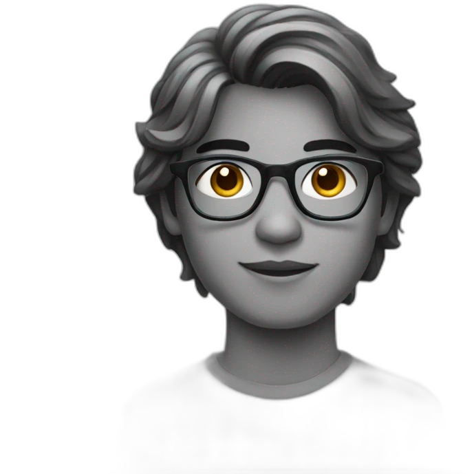 Bangla boy with glasses and medium hair emoji