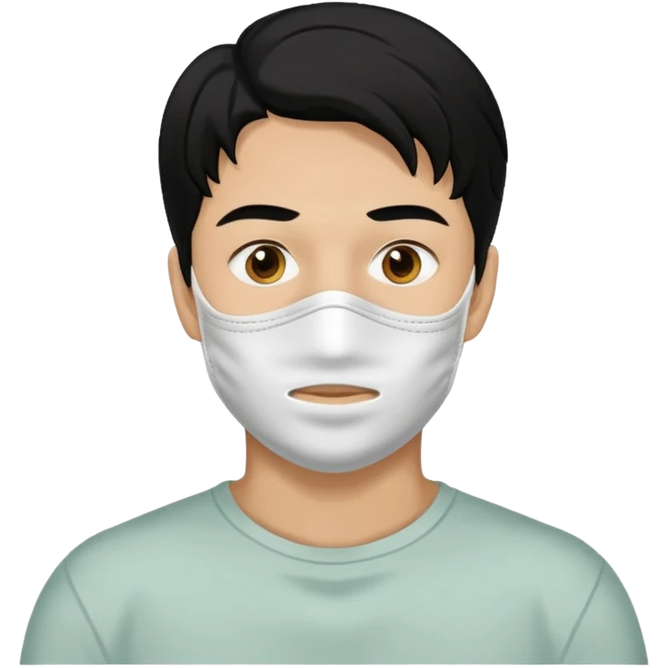 black hair man with white full clay face mask on emoji