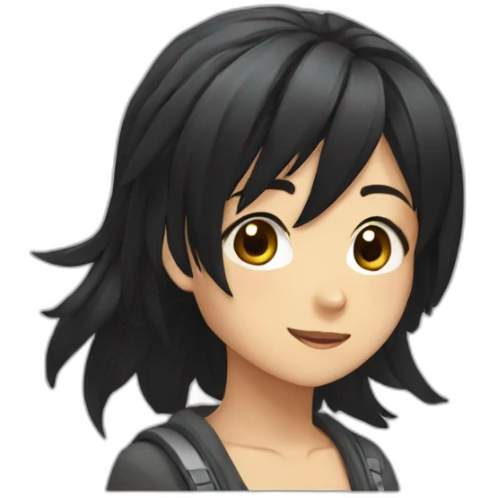 bouldering anime girl black hair emoji