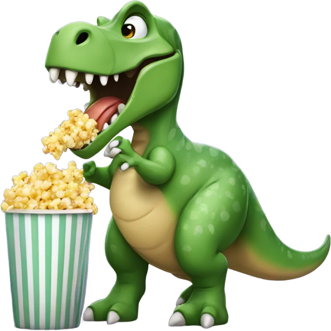 dinosaur eating popcorn emoji