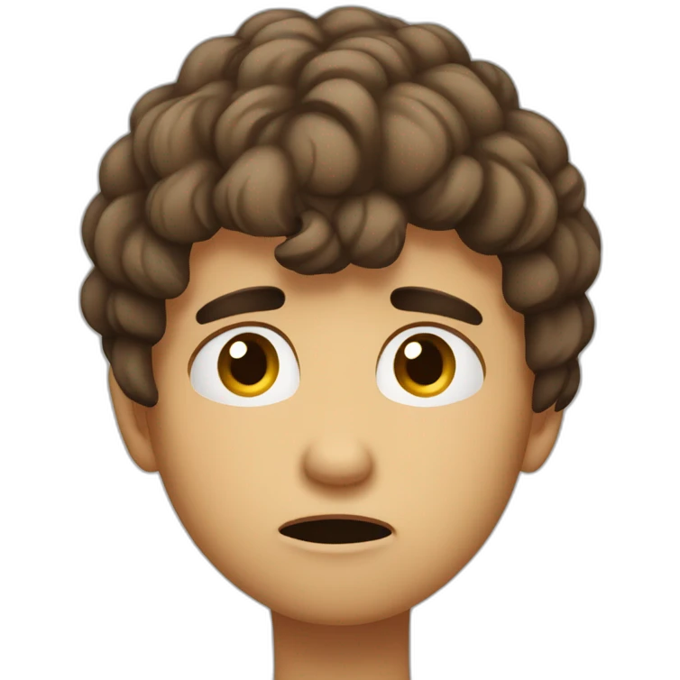 confused young frustrated thinking pose one hand on their chin while furrowing their brow emoji
