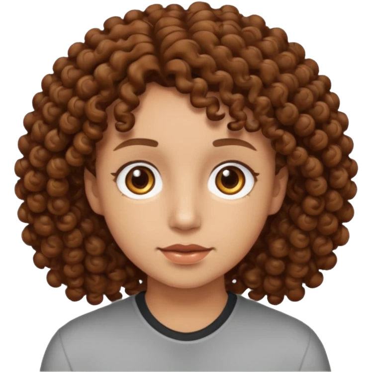 Nano con capelli ricci marroni, occhi marroni emoji