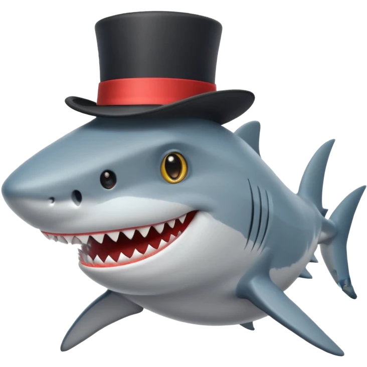 Shark with a top hat emoji