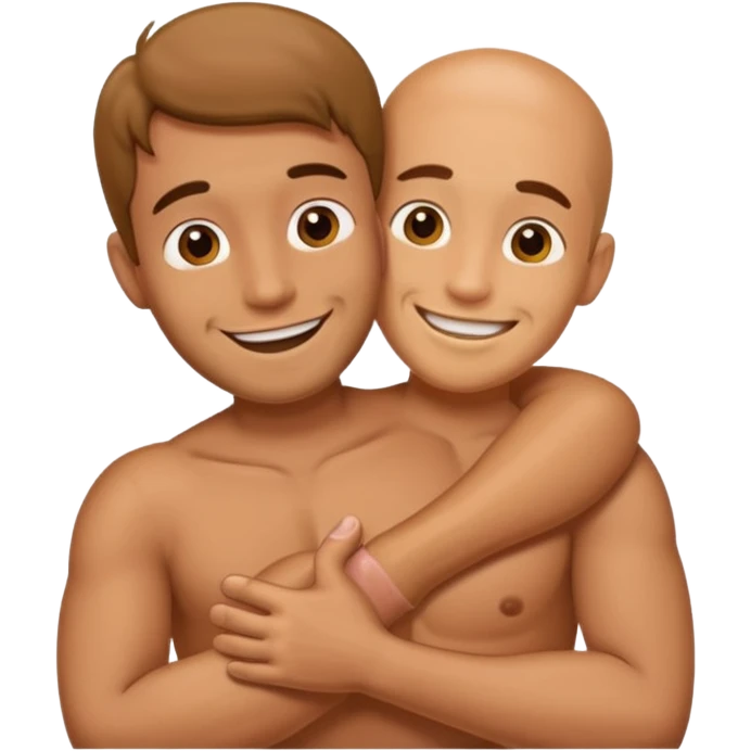 Man hugging a Penis emoji