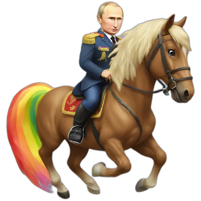 Vladimir putin riding a rainbow horse emoji