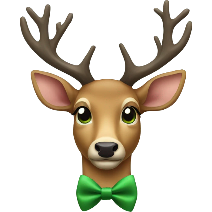deer wearing a green bow tie emoji