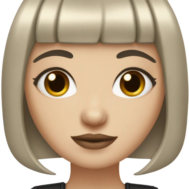 White girl with black hair, curtain bangs, short hair and septum piercing emoji