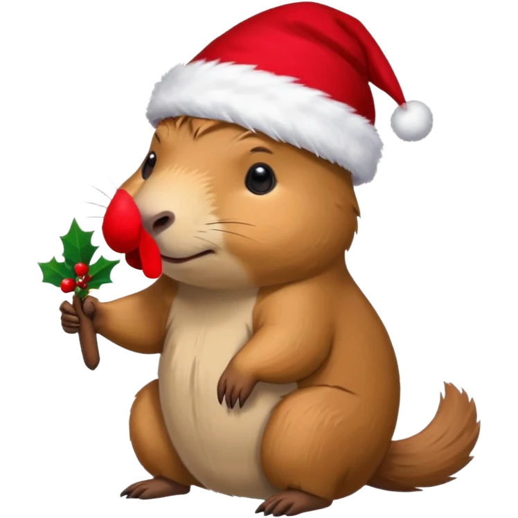 Capybara con gorrito de navidad con un montón de poses para paquete de sticker de WhatsApp  emoji