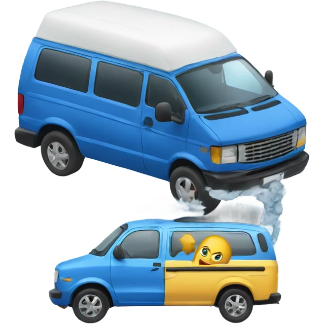 Van hitting blue car emoji