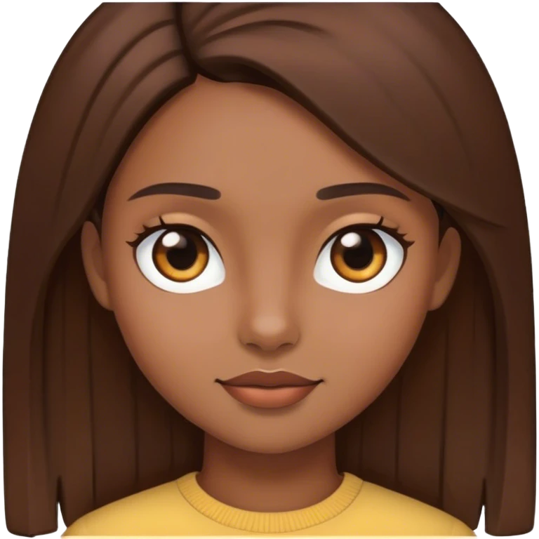 girl with straight brown hair and brown skin emoji