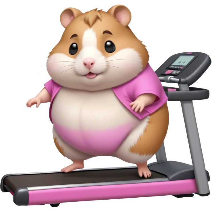 fat hamster big belly trying to run on treadmill sideways emoji