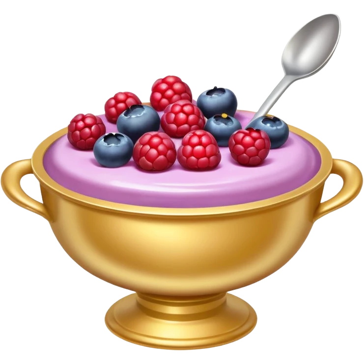Yogurt with mixed berries in a golden bowl emoji