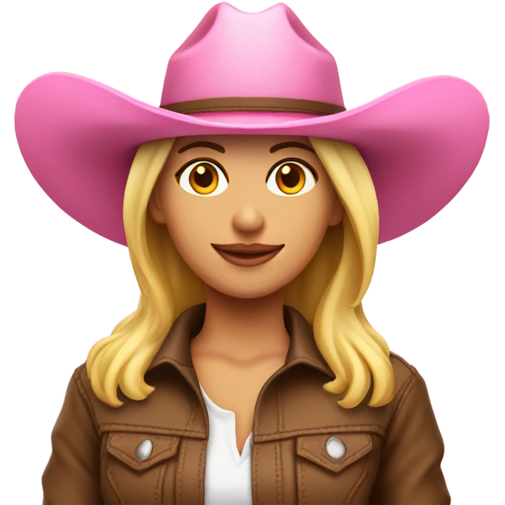 Mujer rubia con un sombrero de cowboy rosa emoji