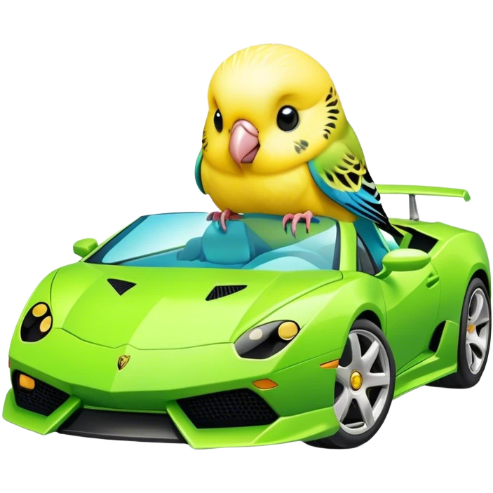 budgie on lamborghini  emoji