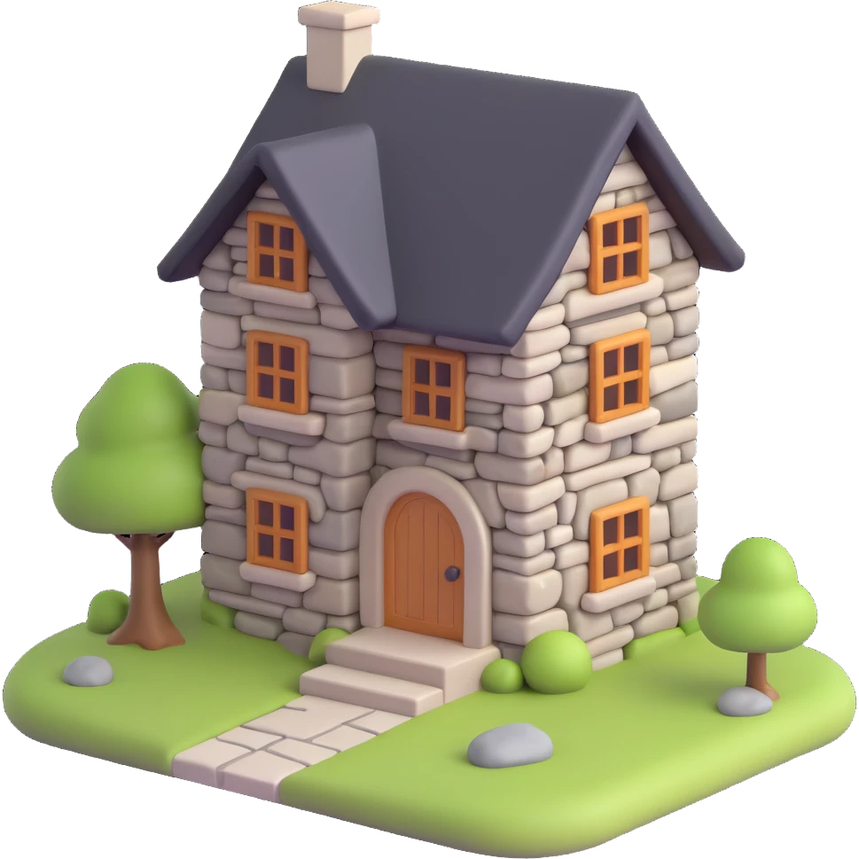 stone house, 3d emoji style emoji