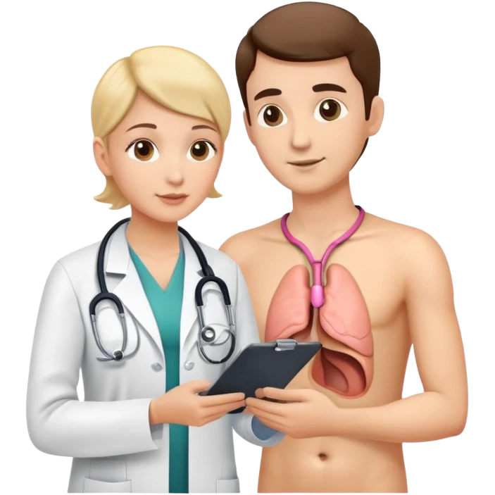 Cancer screening with doctor examining patient with stethoscope, medical check-up emoji