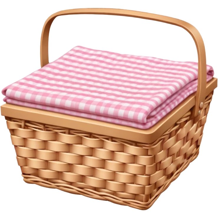 Picnic Basket With Light Pink Gingham Blanket emoji
