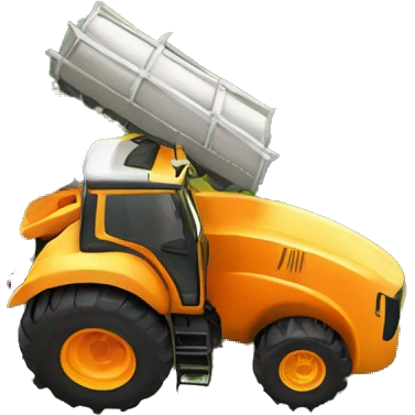 trator agricola laranja e do lado um positivo emoji