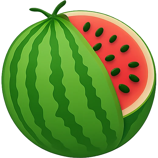Shrink the watermelon emoji further to a much smaller size, keeping the background transparent, in a style consistent with the original emoji look. emoji