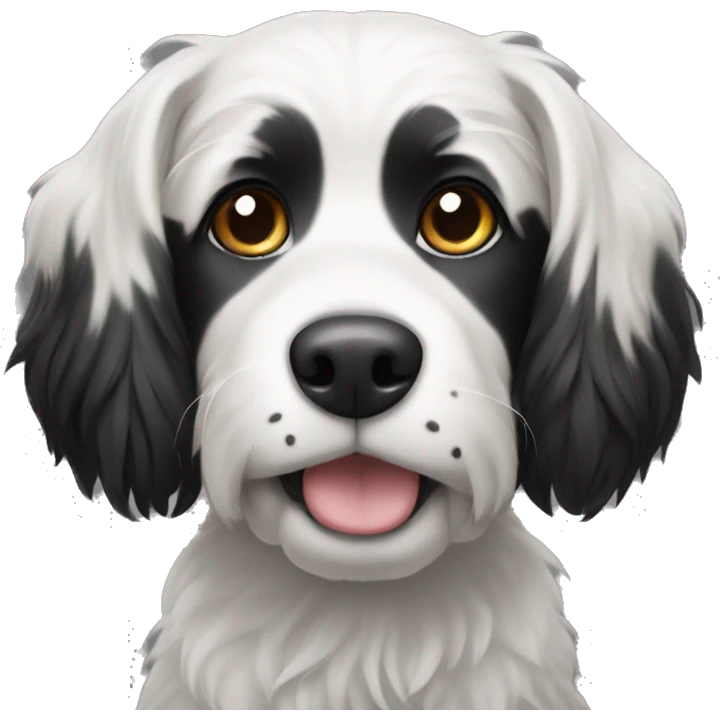 Black and white dog with middle long fur emoji