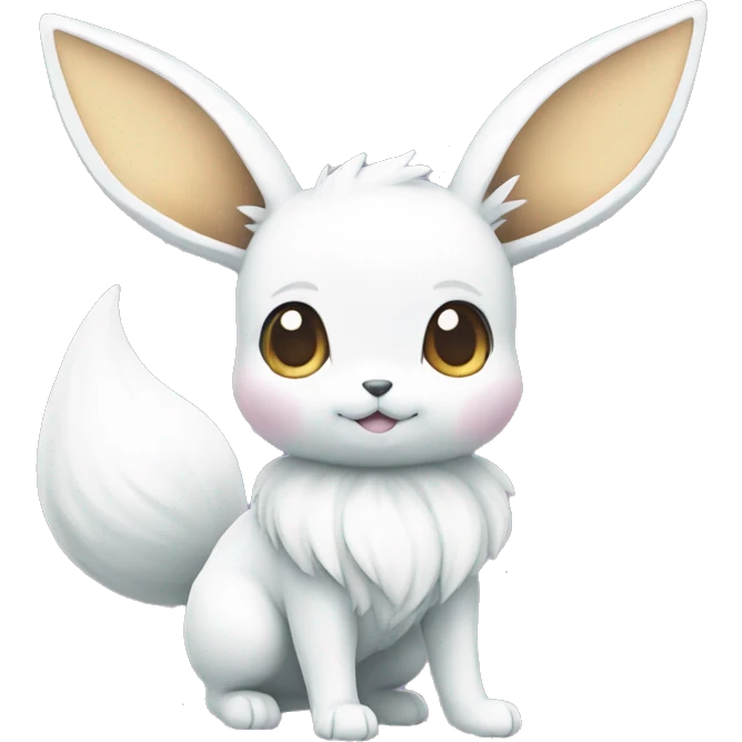 Kawaii Shiny Pastel White Eevee Full Body emoji