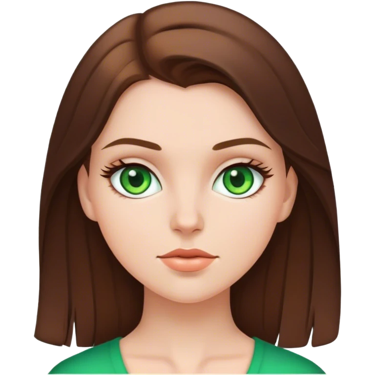 white girl, brunette hair, green eyes emoji